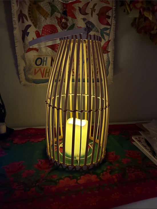 Other - LED Candle Lantern Table Lamp - Natural Bamboo